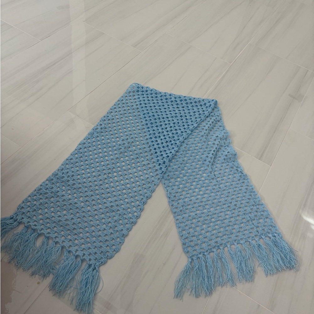 Chic Sky Blue Knit Scarf